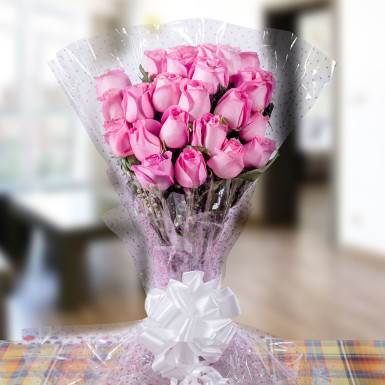 blooming pink roses bunch