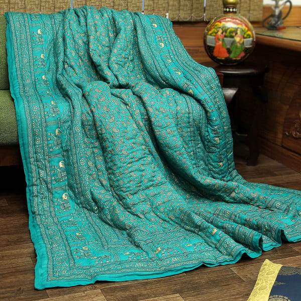 jaipuri print beautiful cotton double bed quilt