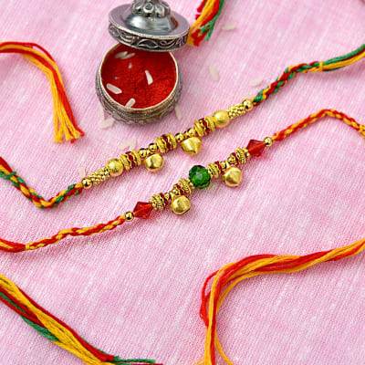 metal beads ghungroos set of 2 rakhis