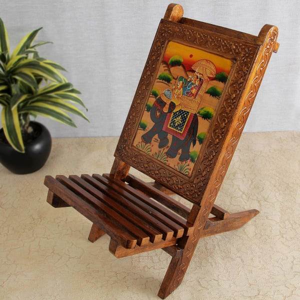 wooden book holder with rajasthani painting